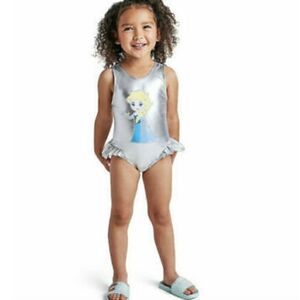 Disney Store Elsa Girls  Swimsuit  50+UPF NWT Frozen
